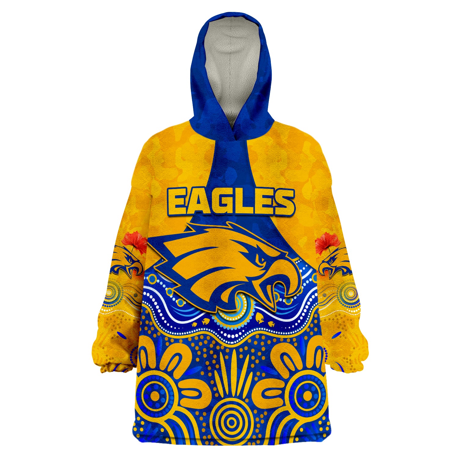 (Custom Text and Number) Eagles ANZAC 2022 West Coast Aboriginal Remember Them Wearable Blanket Hoodie - Vibe Hoodie Shop