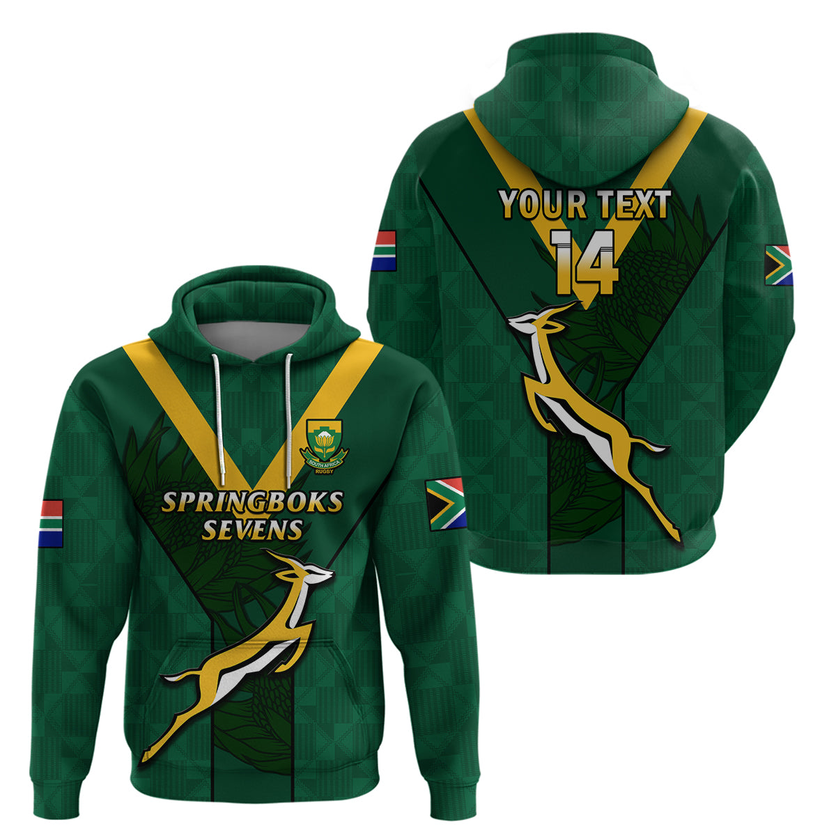 (Custom Text And Number) South Africa Rugby Go Blitzboks Sevens Hoodie - Vibe Hoodie Shop
