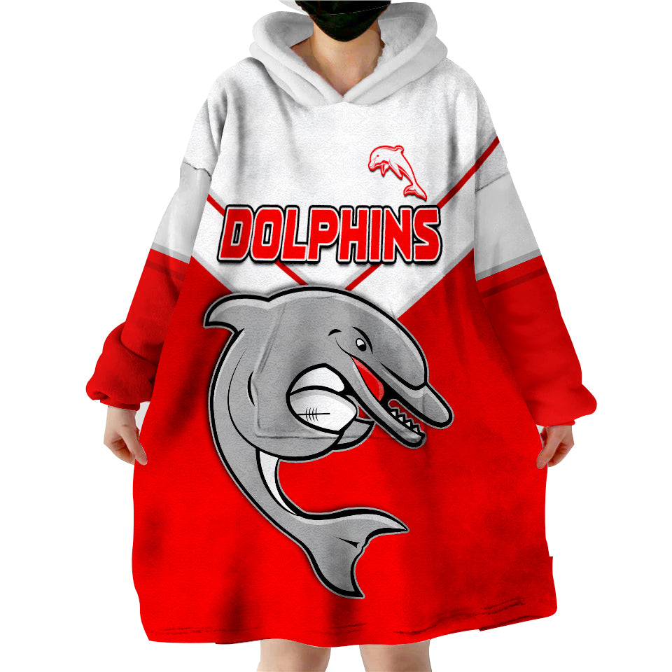 (Custom Text and Number) Dolphins Rugby Simple Style New History Wearable Blanket Hoodie - Vibe Hoodie Shop