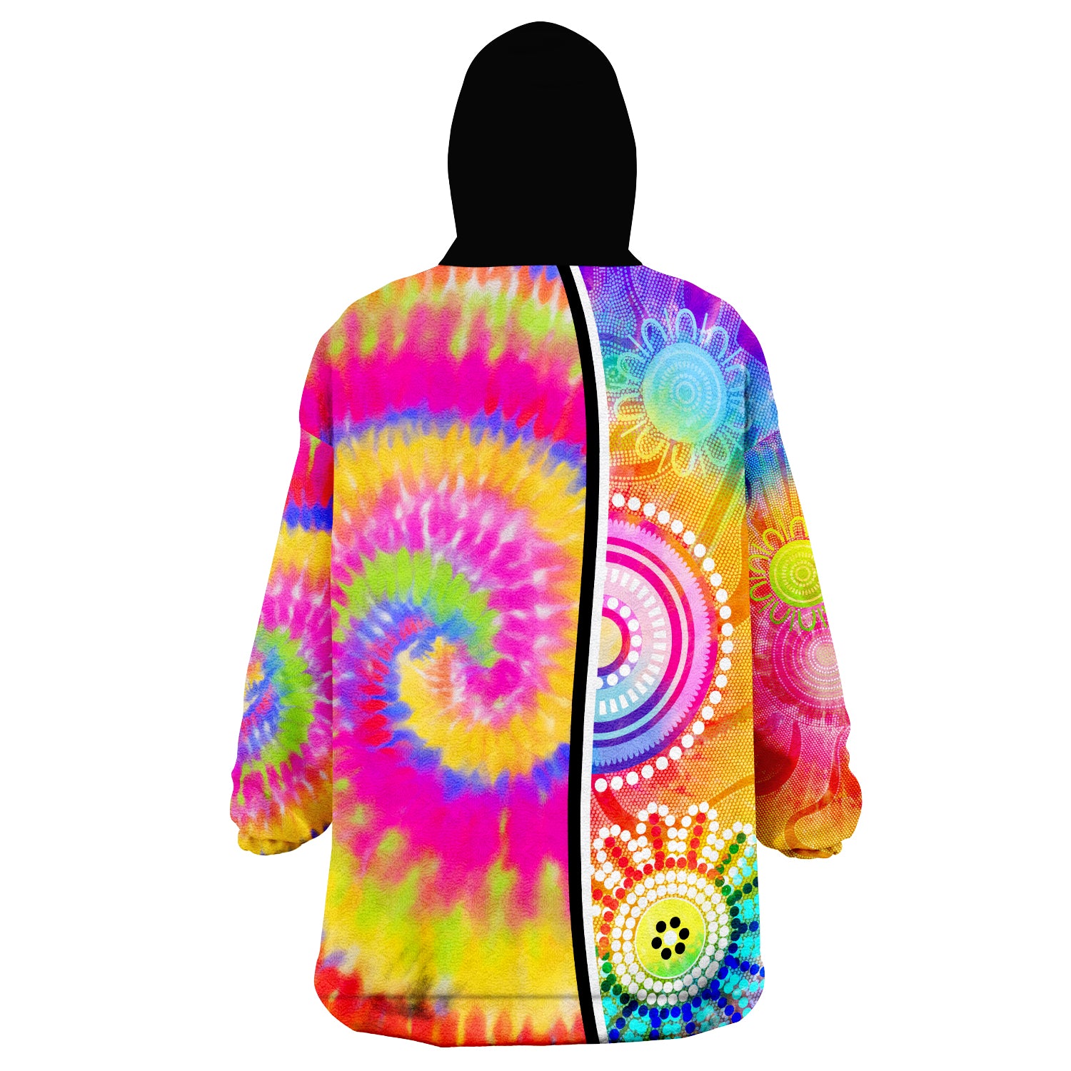 (Custom Personalised) Australia Aboriginal Colorful Tie Dye Wearable Blanket Hoodie - Vibe Hoodie Shop