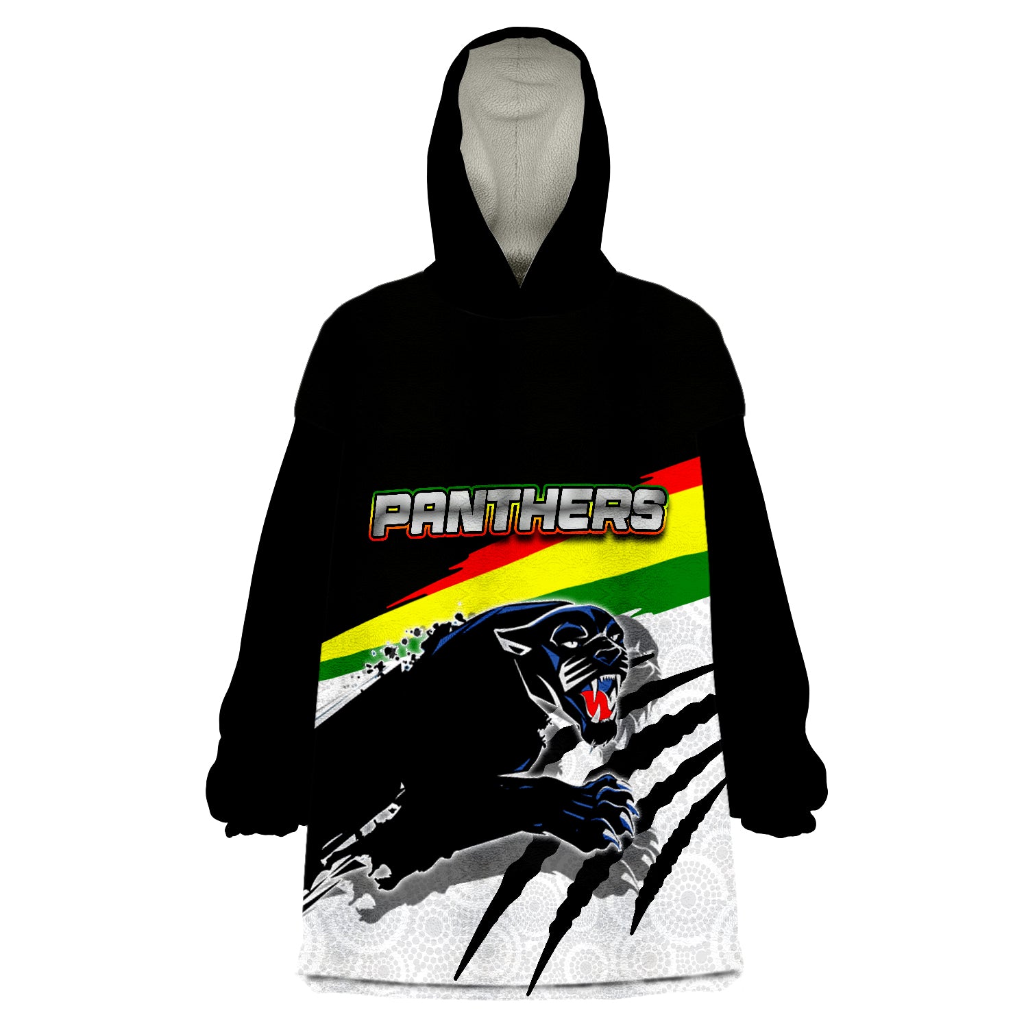 Panthers Aboriginal Dot Patterns Wearable Blanket Hoodie - Vibe Hoodie Shop