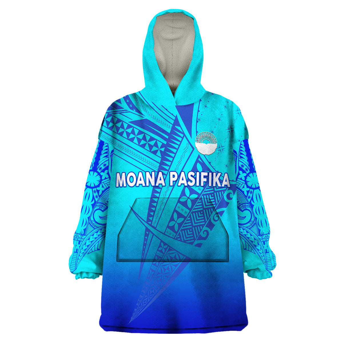 (Custom Personalised) Moana Pasifika Super Rugby Tapa Pacific Island Tapa Original - Blue Wearable Blanket Hoodie - Vibe Hoodie Shop
