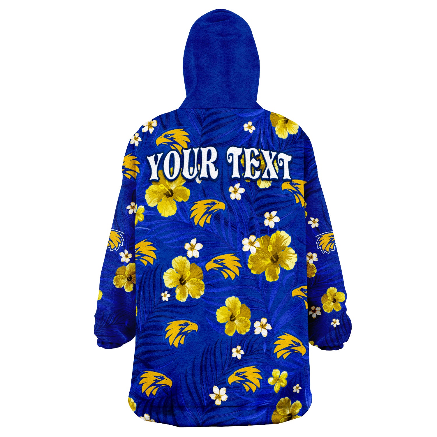 (Custom Personalised) Eagles Football West Coast Premiers Tropical Flowers Simple Wearable Blanket Hoodie - Vibe Hoodie Shop