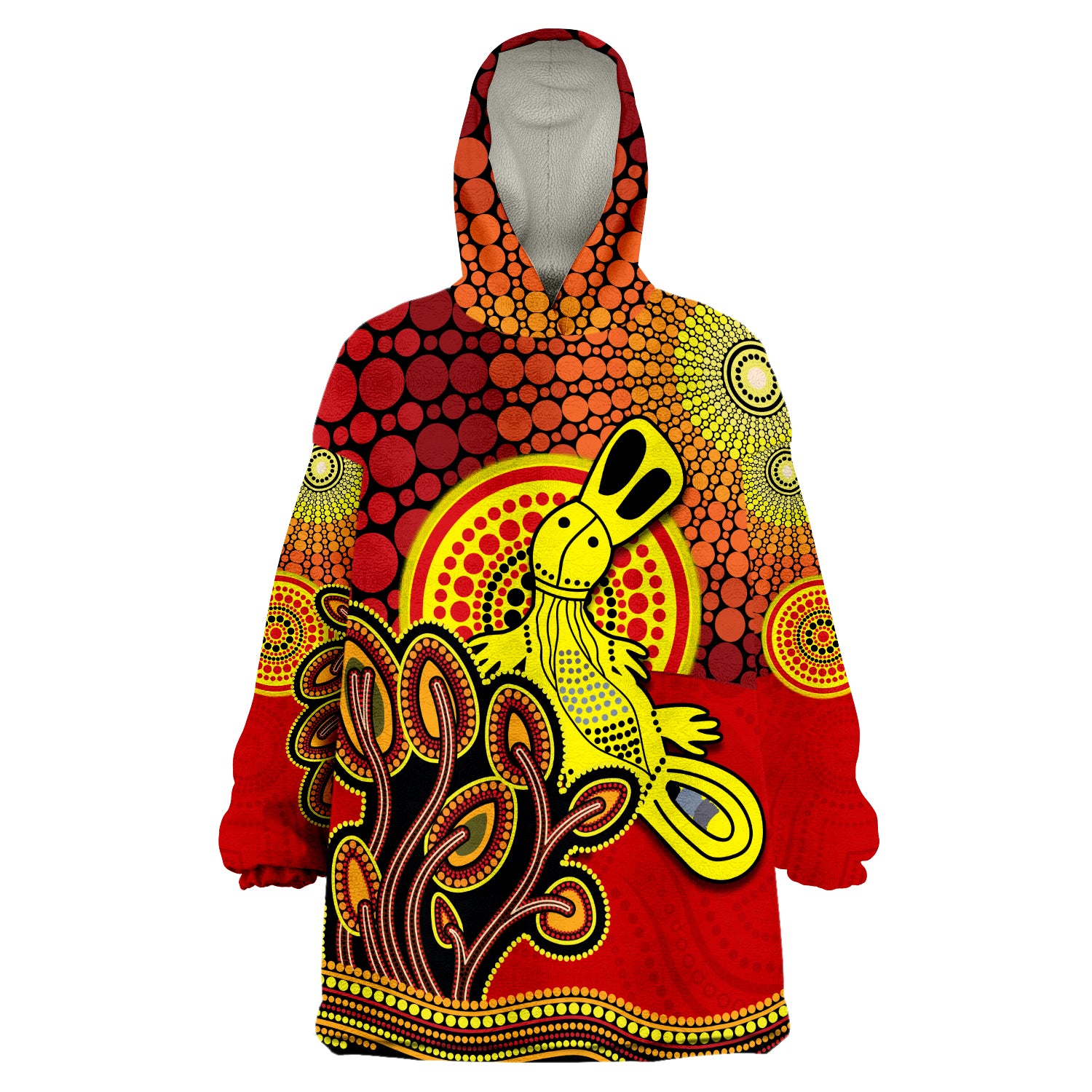 (Custom Personalised) Aboriginal Platypus Tree On The Hill Sunshine Wearable Blanket Hoodie - Vibe Hoodie Shop