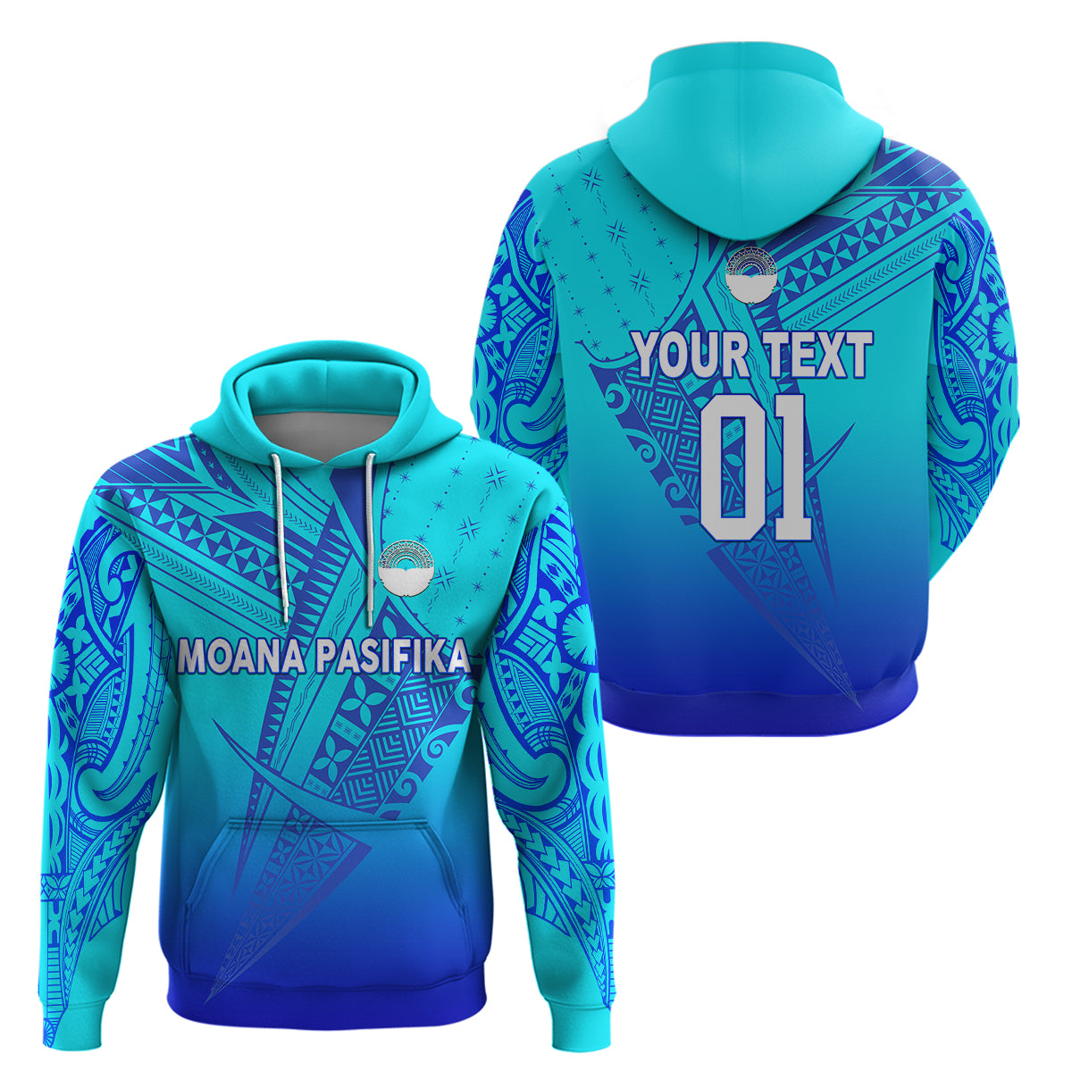(Custom Personalised) Moana Pasifika Super Rugby Tapa Pacific Island Tapa Original - Blue Hoodie LT8 - Vibe Hoodie Shop