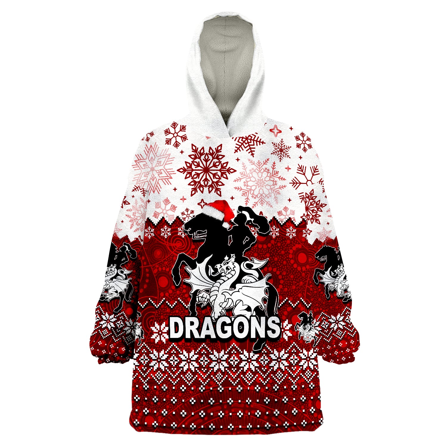 Dragons Rugby Christmas 2022 Wearable Blanket Hoodie - Vibe Hoodie Shop