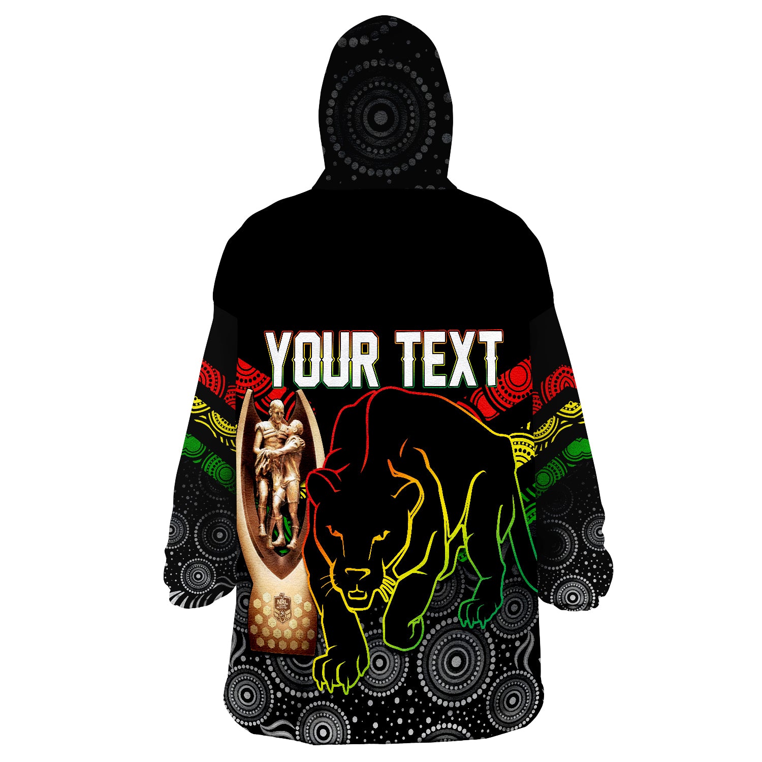 Personalised Panther Premiers NRL 2022 Aboriginal Dot Art Wearable Blanket Hoodie - Vibe Hoodie Shop