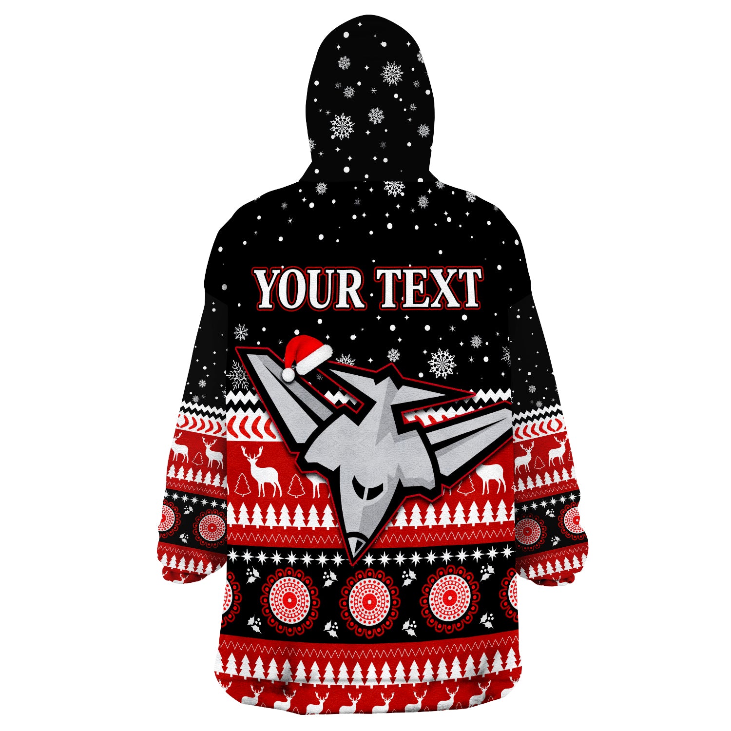 (Custom Personalised) Bombers Football Christmas Essendon Wearable Blanket Hoodie - Vibe Hoodie Shop