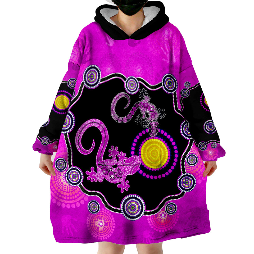 (Custom Personalised) Aboriginal Lizard  Attracted Australia Version Purple Wearable Blanket Hoodie - Vibe Hoodie Shop