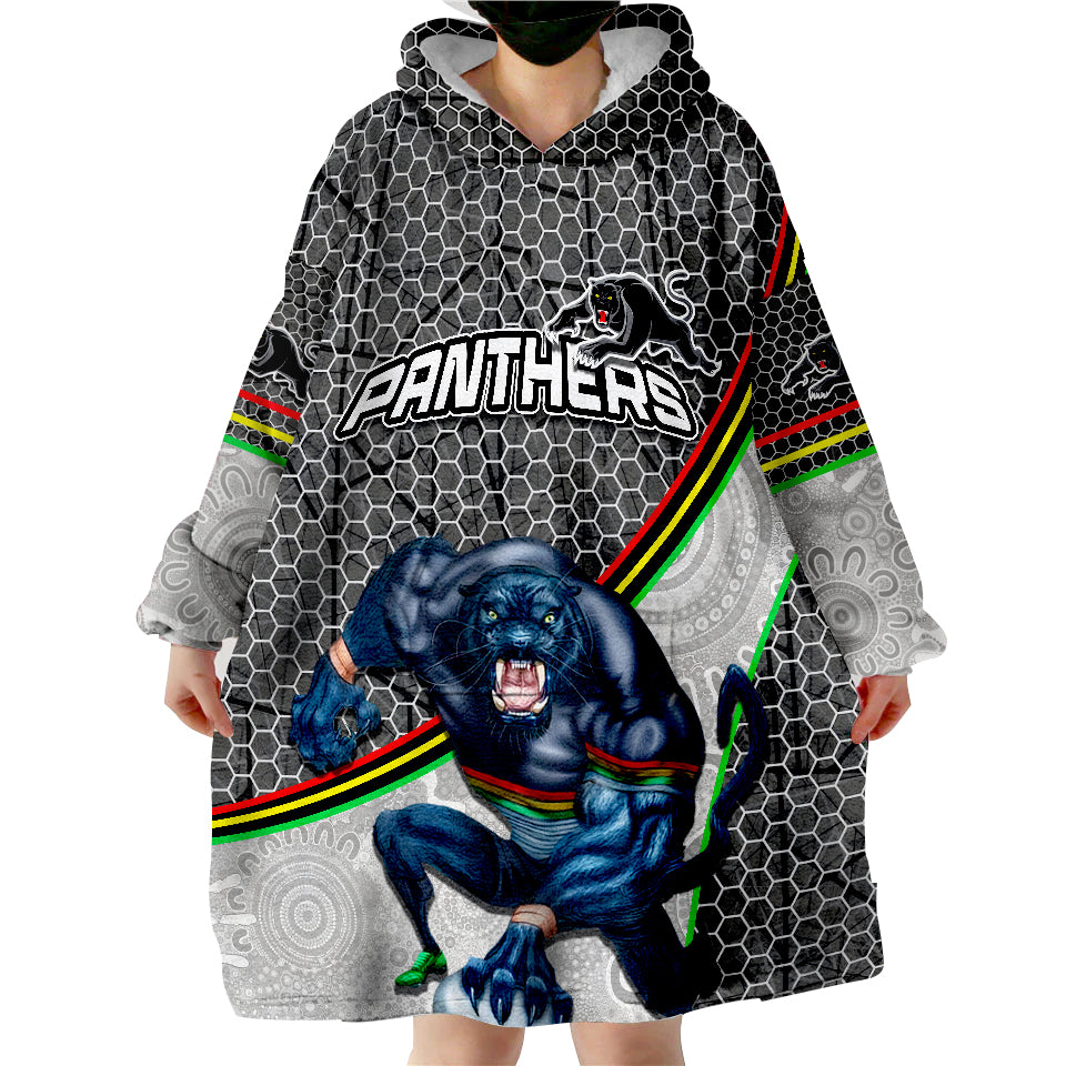 Panthers Rugby Mix Aboriginal Simple Wearable Blanket Hoodie - Vibe Hoodie Shop