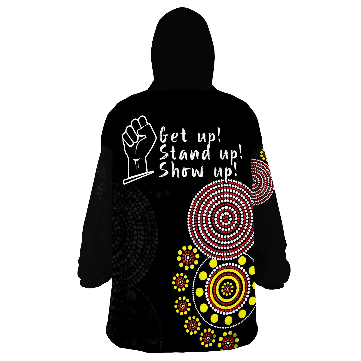 (Custom Personalised) NAIDOC Week 2022 Version Aboriginal Dot GET UP Wearable Blanket Hoodie - Vibe Hoodie Shop