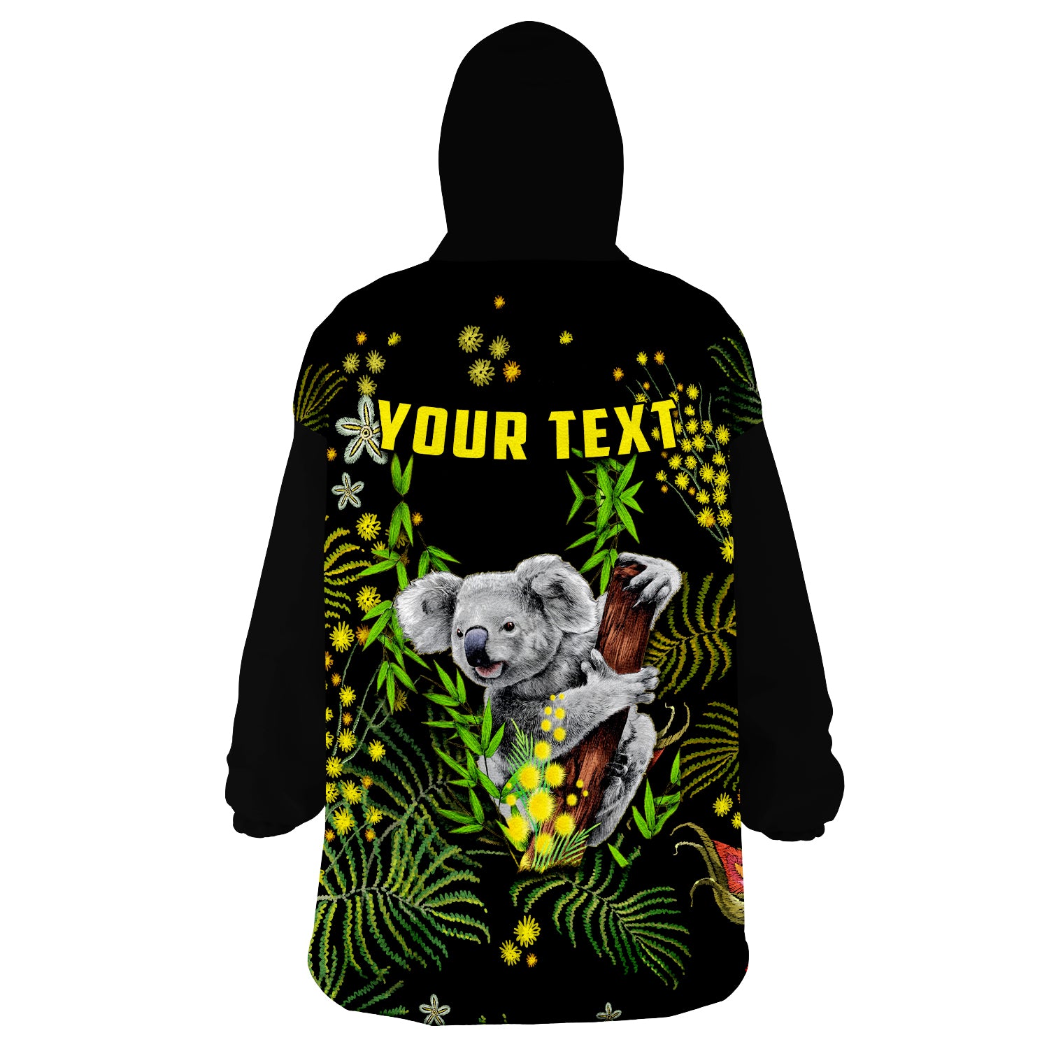 (Custom Personalised) Golden Wattle Koala Australia Acacia Pycnantha Version Simple Wearable Blanket Hoodie - Vibe Hoodie Shop