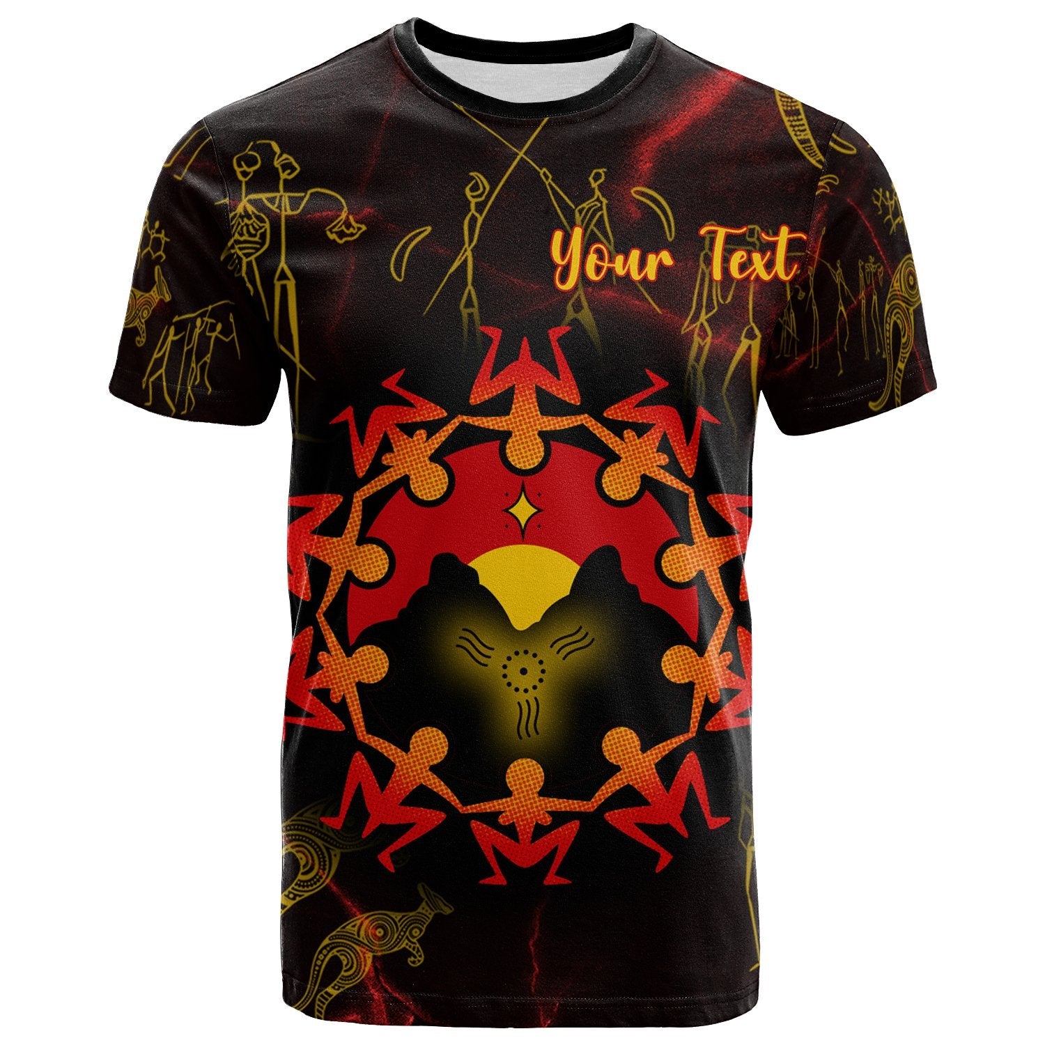 Custom Aboriginal T shirts - Australia Map and Indigenous Flag - Vibe Hoodie Shop