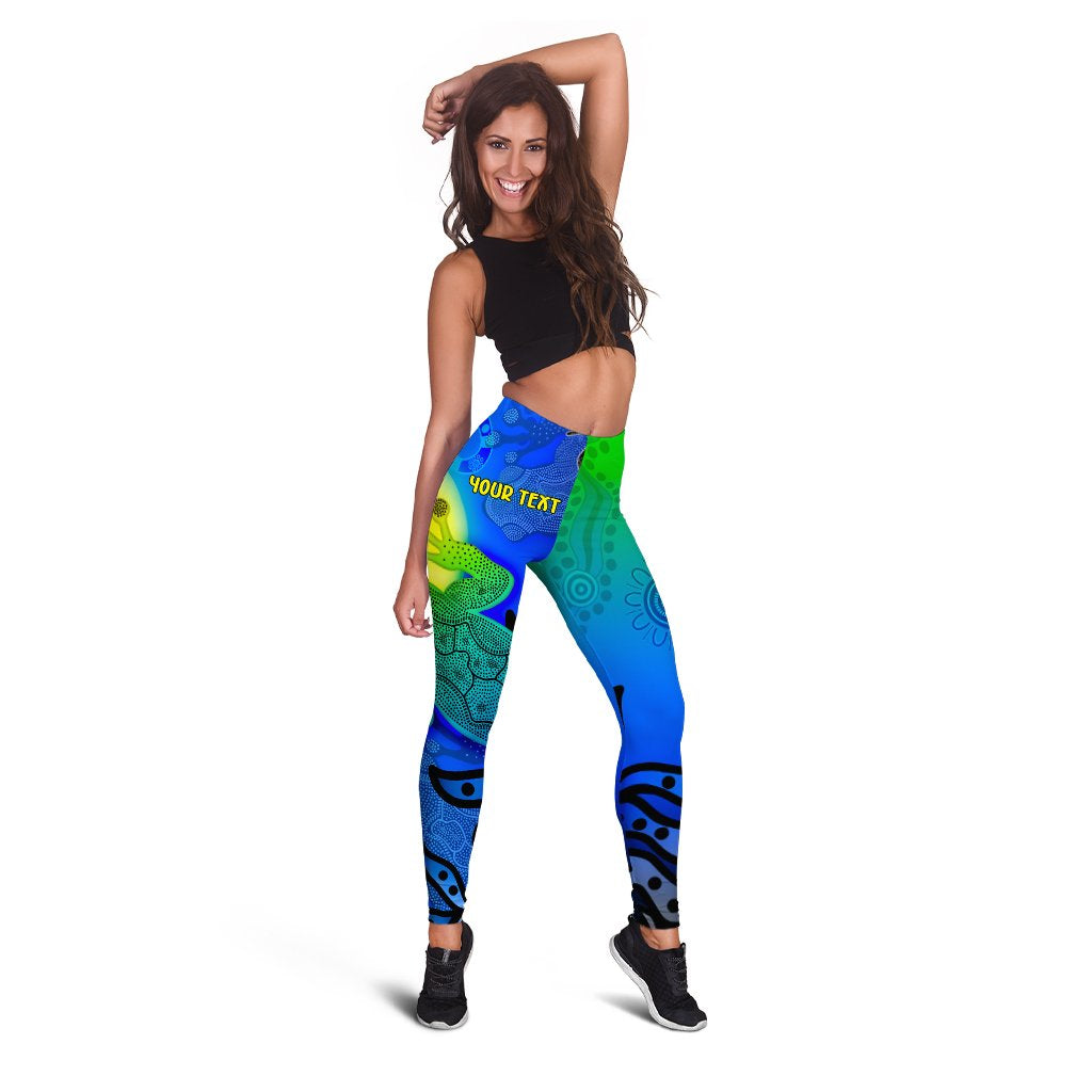 Custom Aboriginal Leggings - Indigenous Frog (Blue) - Vibe Hoodie Shop