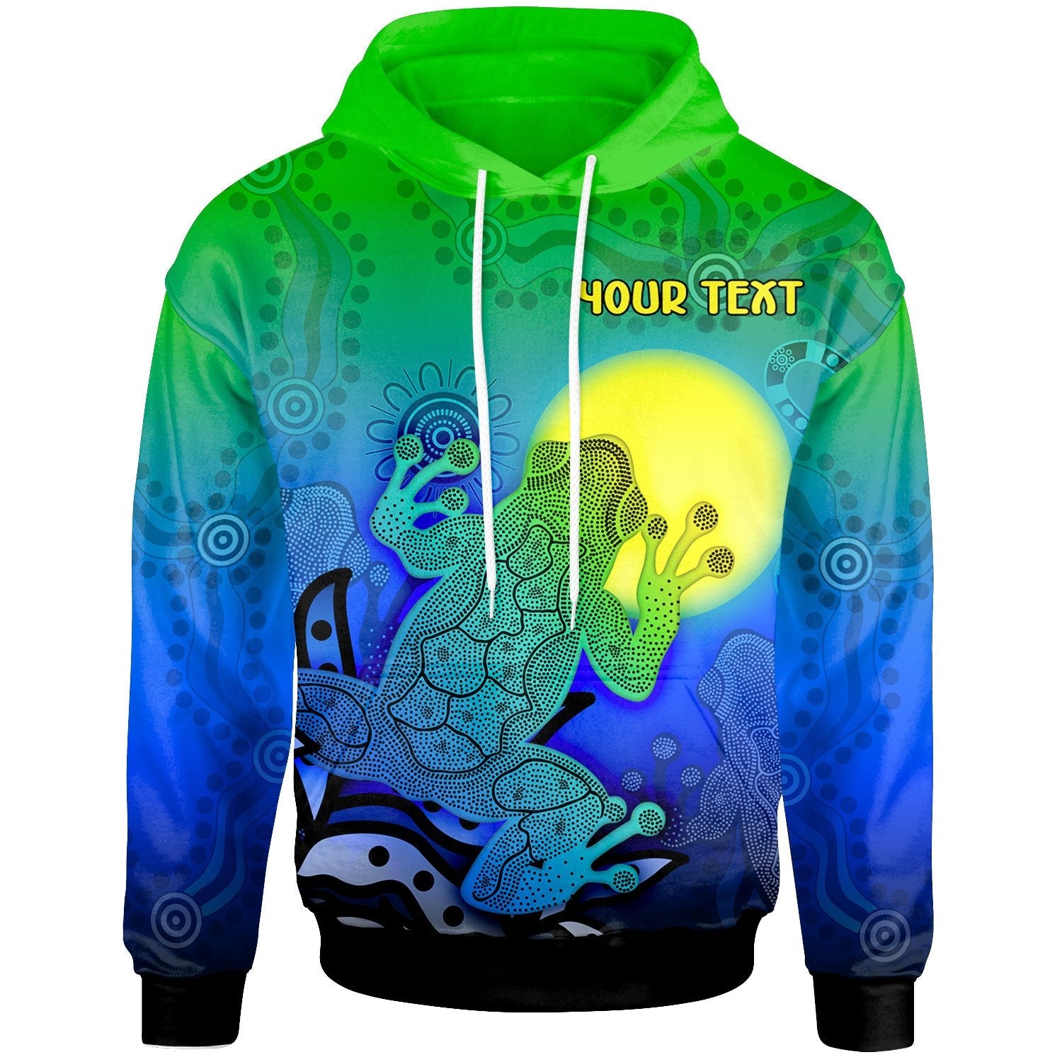 Custom Aboriginal Hoodie - Indigenous Frog (Blue) - Vibe Hoodie Shop