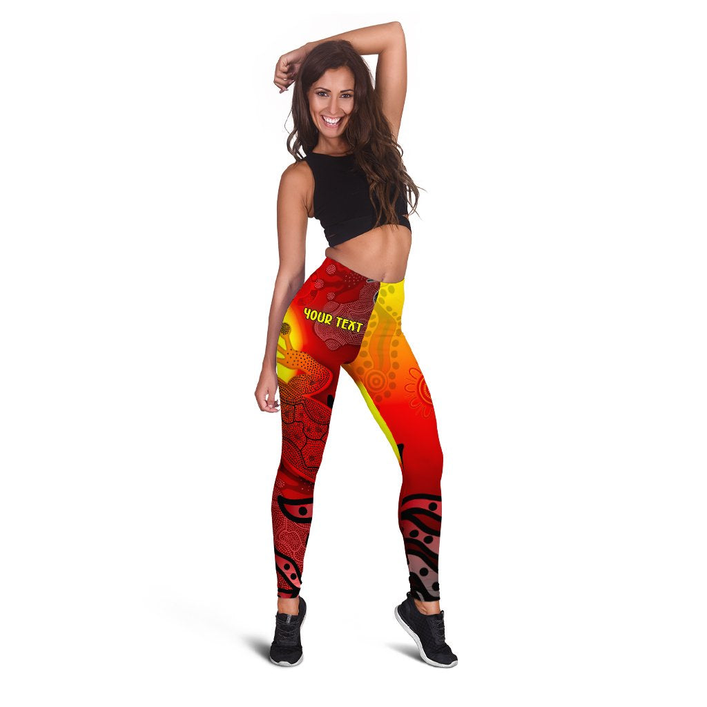 Custom Aboriginal Leggings - Indigenous Frog (Red) - Vibe Hoodie Shop