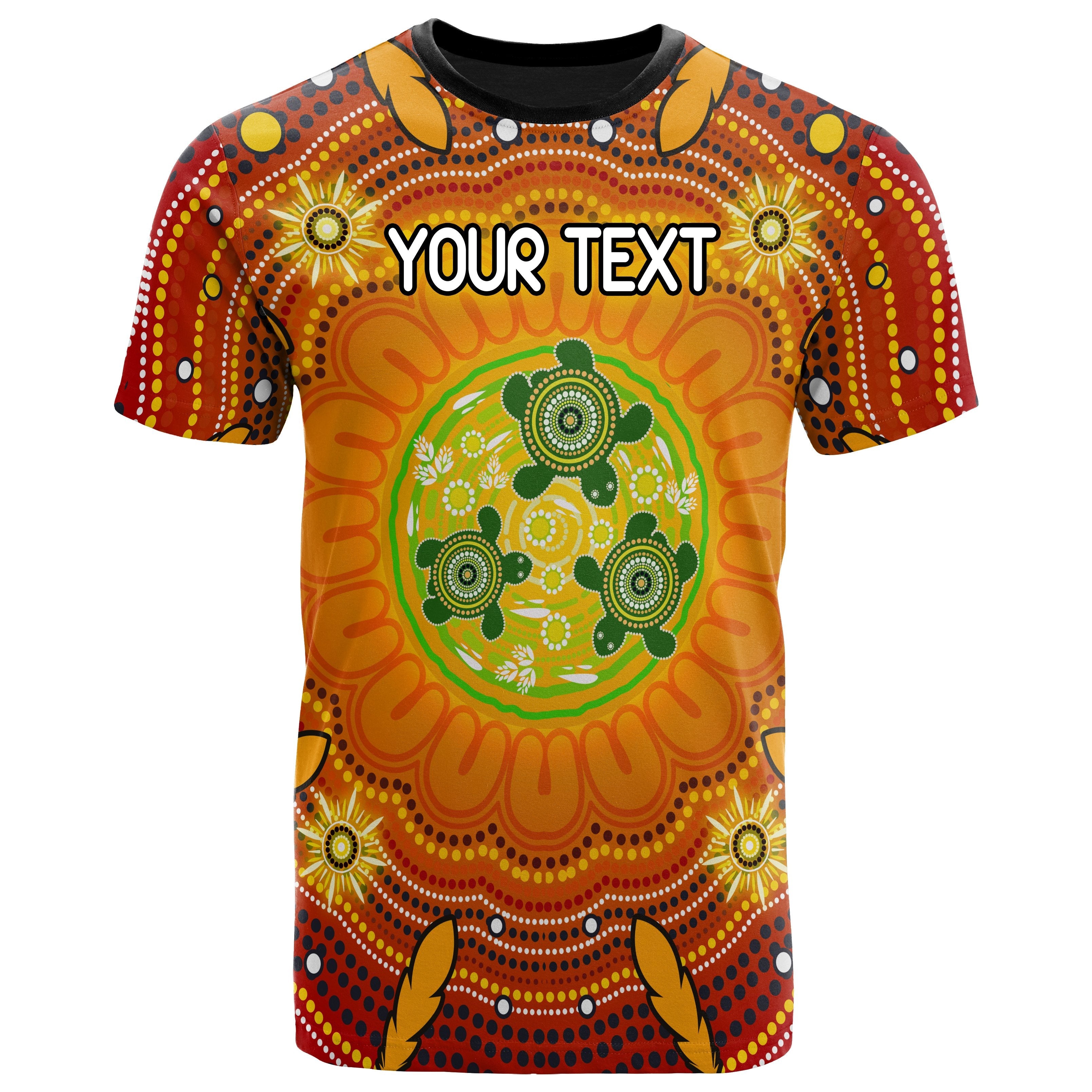 Custom Text Aboriginal T shirts - Turtle Circle Dot Painting Art - Vibe Hoodie Shop