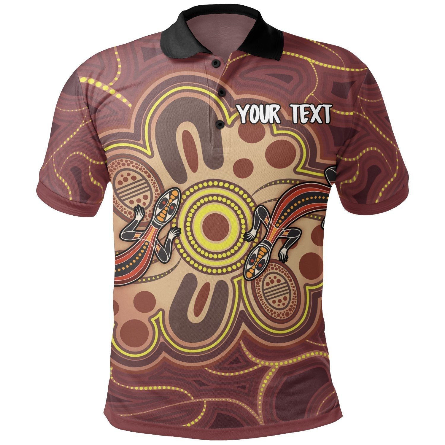 Custom Aboriginal Polo Shirts, Indigenous Lizard Dot Painting Art - Vibe Hoodie Shop