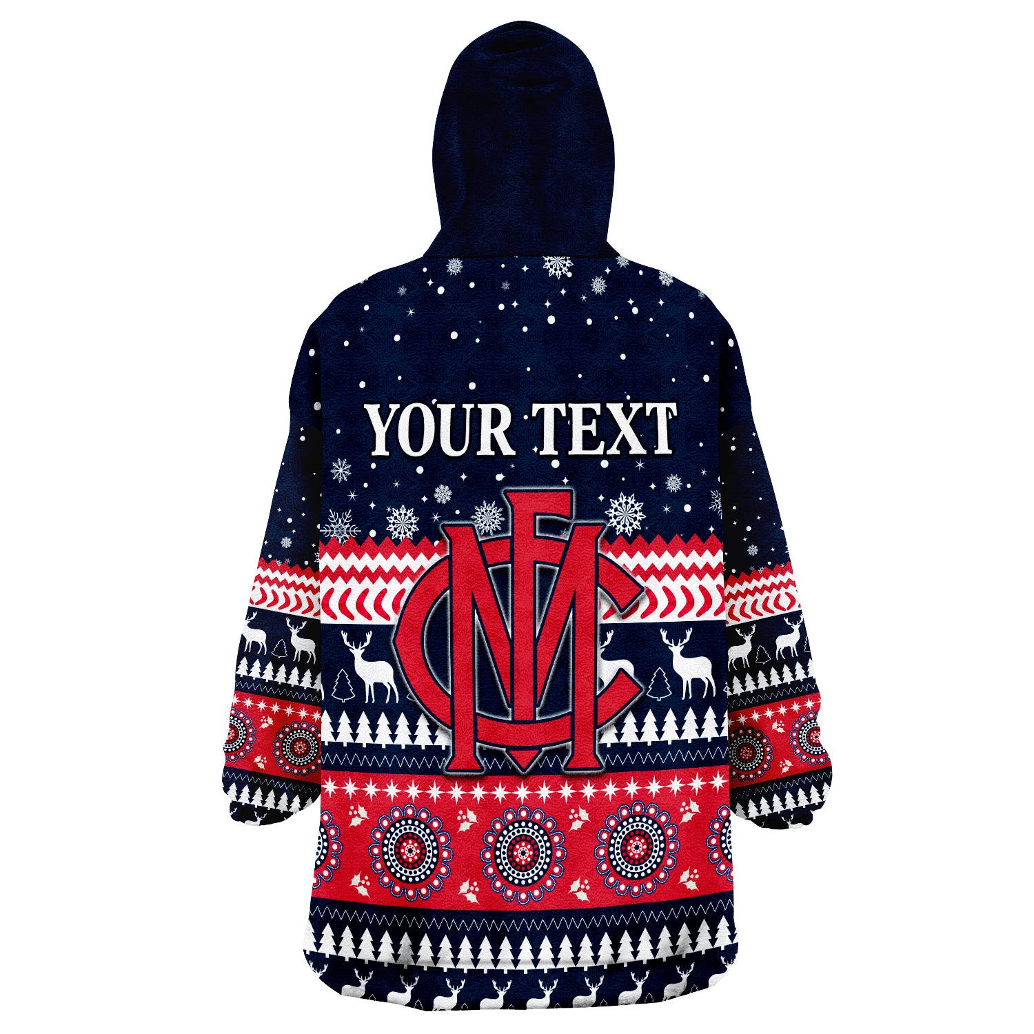 (Custom Personalised) Demons Christmas Indigenous Melbourne Football Wearable Blanket Hoodie - Vibe Hoodie Shop