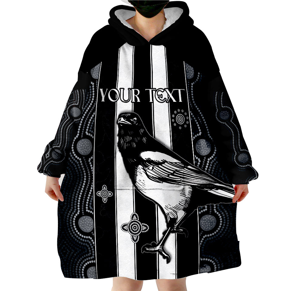 (Custom Personalised) Magpies Indigenous We are the Champions Wearable Blanket Hoodie - Vibe Hoodie Shop