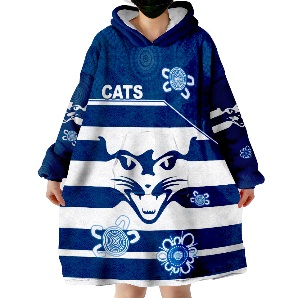 (Custom Personalised) Cats Football Geelong Indigenous Wearable Blanket Hoodie - Vibe Hoodie Shop