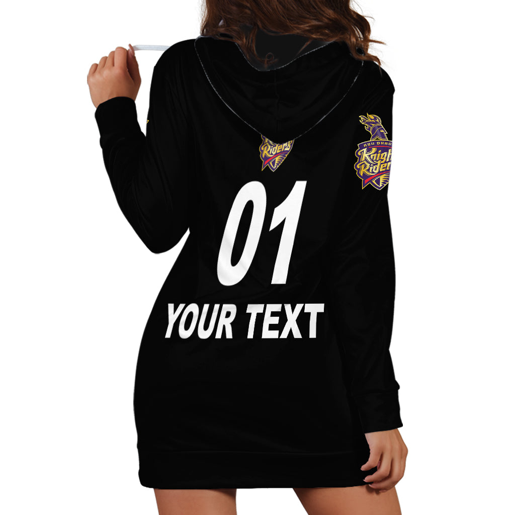 (Custom Personalised) Abu Dhabi Knight Riders ILT20 ADKR Cricket Simplified Vibes - Black Hoodie Dress - Vibe Hoodie Shop