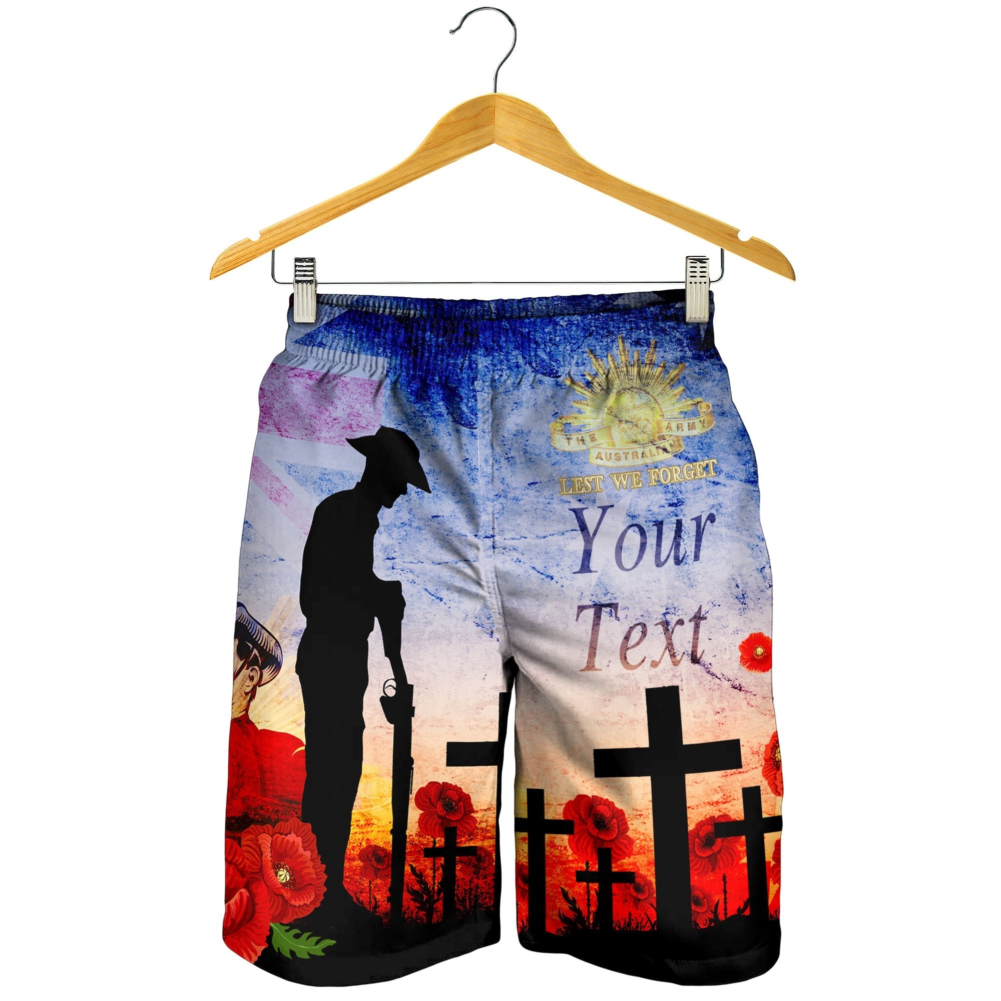 Custom ANZAC Men's Shorts - ANZAC 2020 Lest We Forget The Australian Army - Vibe Hoodie Shop