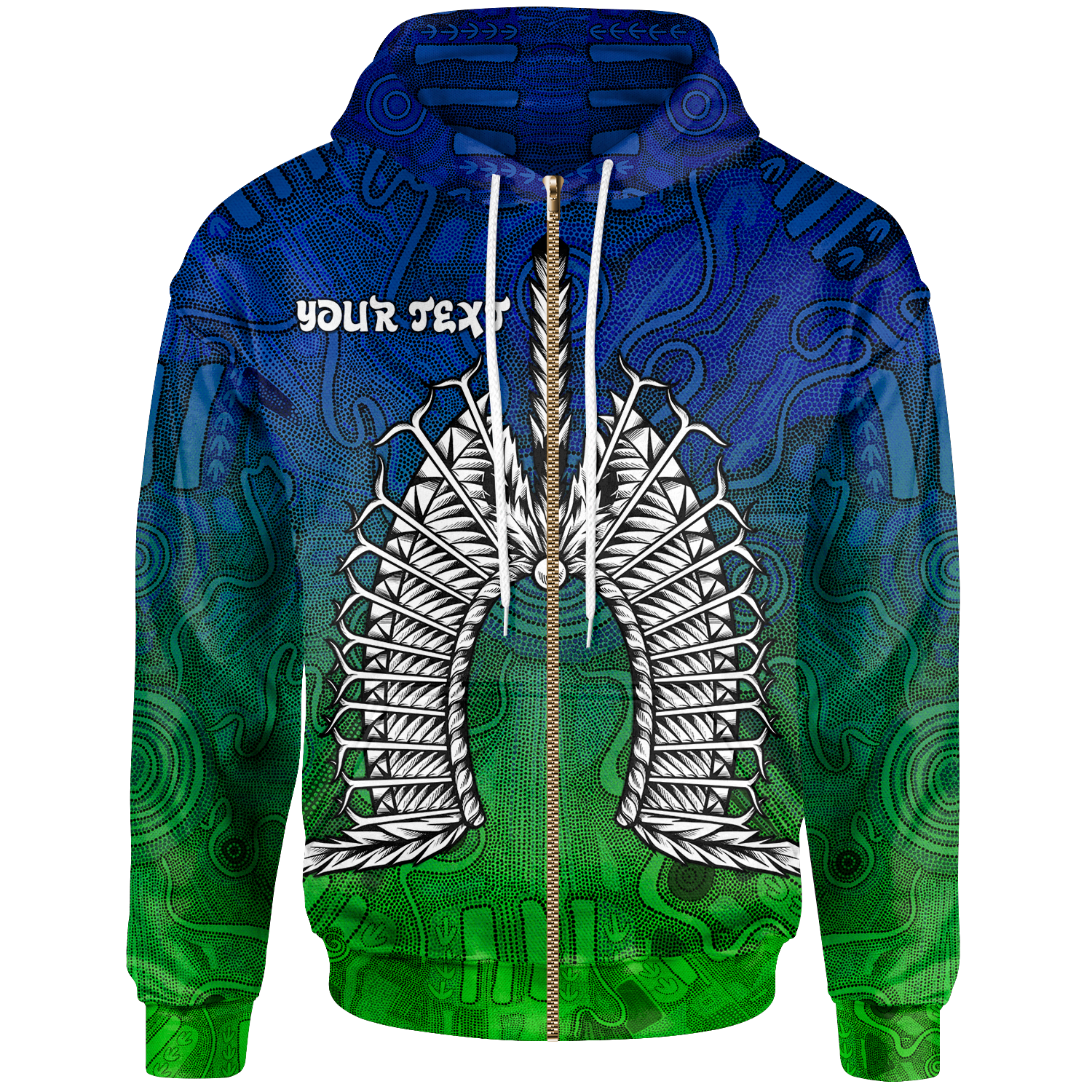 (Custom Text) Torres Strait Islanders Zip - Up Hoodie - Dhari Mask - Vibe Hoodie Shop