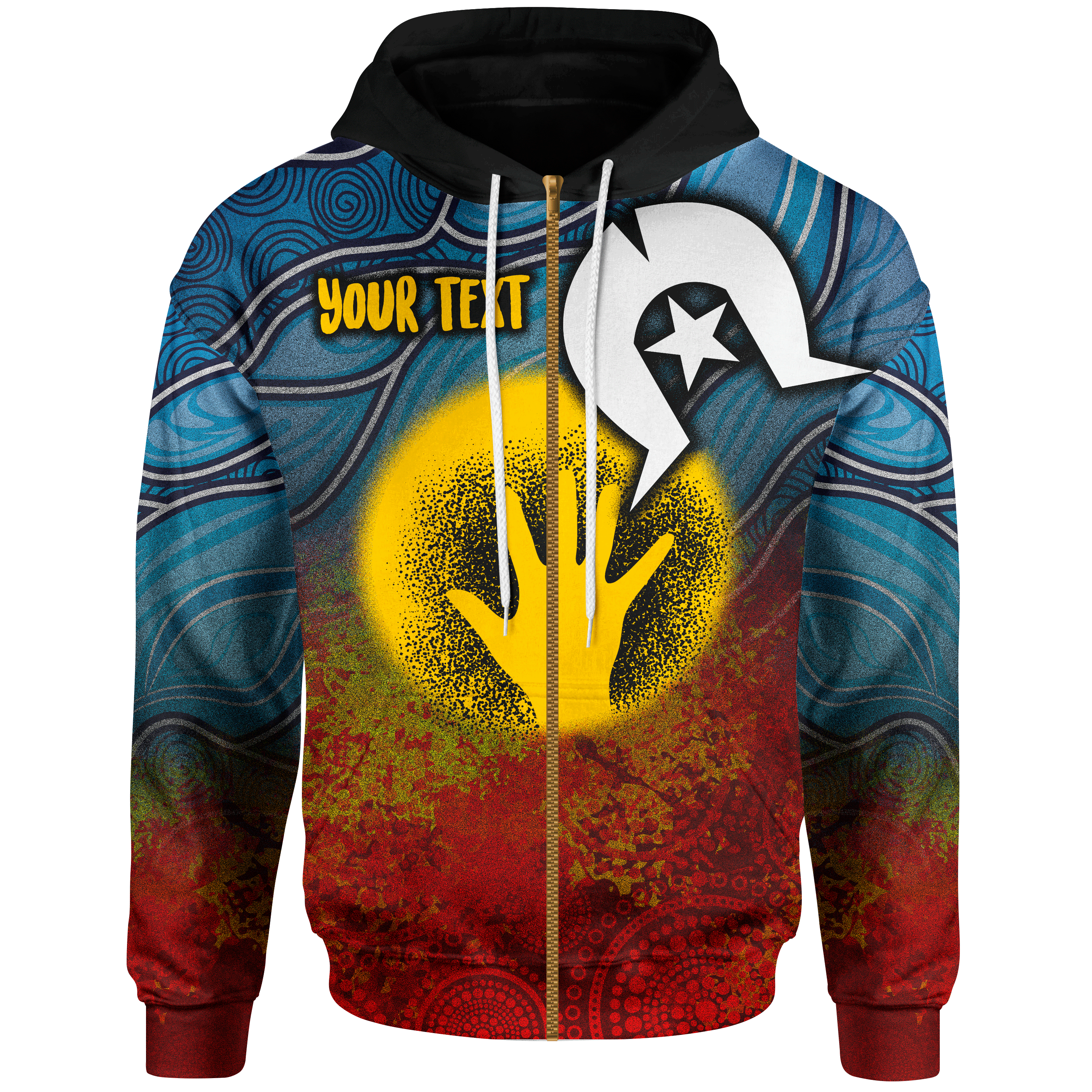 Custom - Kids Aboriginal Kids Zip - Up Hoodie - Aboriginal and Torres Strait Islanders Flag - Vibe Hoodie Shop