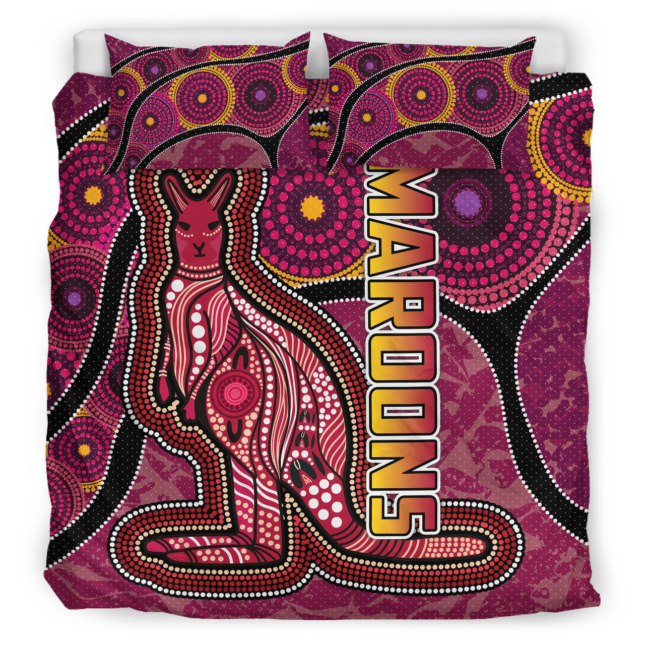 Maroons Rugby Bedding Set - Custom Maroons Kangaroo Bedding Set RLT13 - Vibe Hoodie Shop