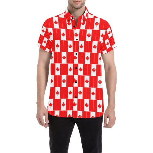 Canada Shirt - Flag Pattern Men's Short Sleeve - Vibe Hoodie Shop