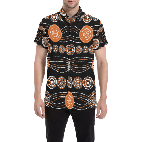 Short Sleeve Shirt - Aboriginal Dot Painting Shirt Ver03 - Vibe Hoodie Shop