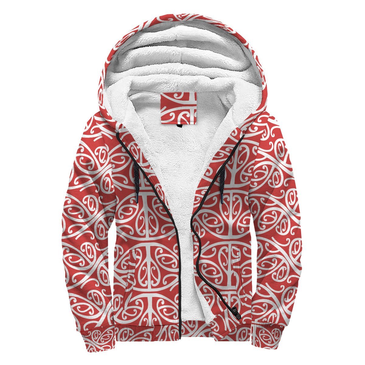 New Zealand Maori Pattern 17 Sherpa Hoodie - Vibe Hoodie Shop