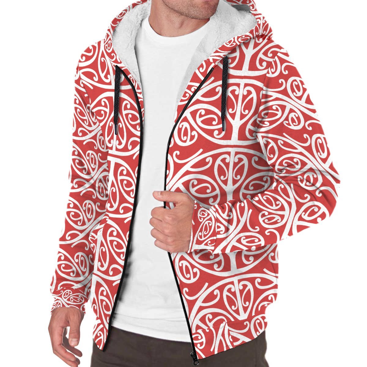 New Zealand Maori Pattern 17 Sherpa Hoodie - Vibe Hoodie Shop