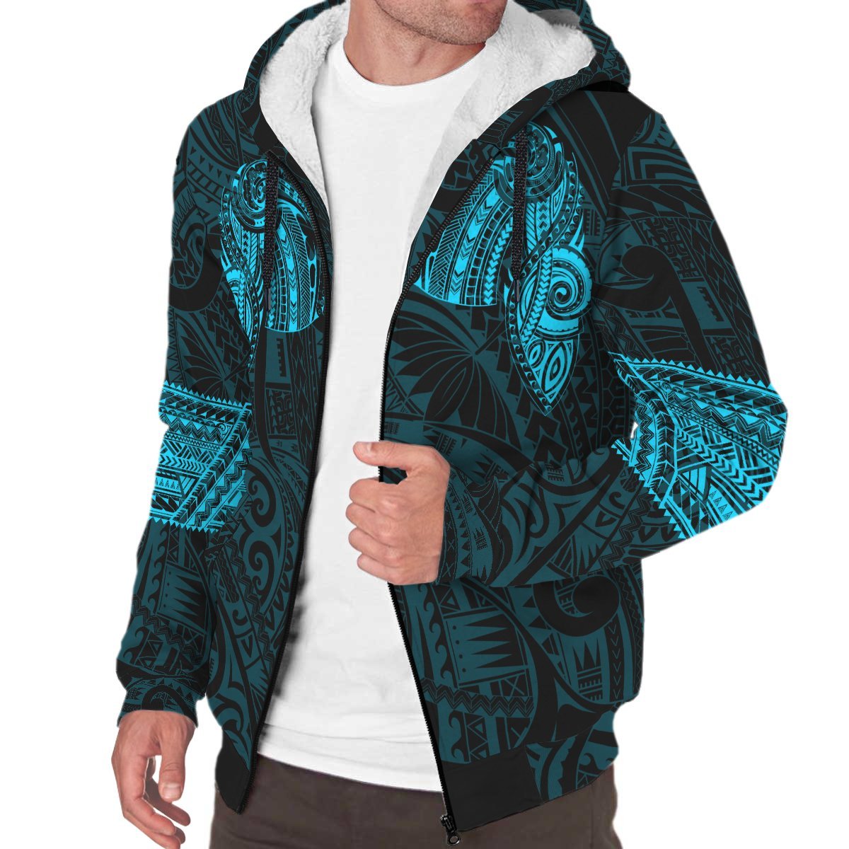 Maori Hoodie, New Zealand Tattoo All Over Print Sherpa Hoodie - Vibe Hoodie Shop