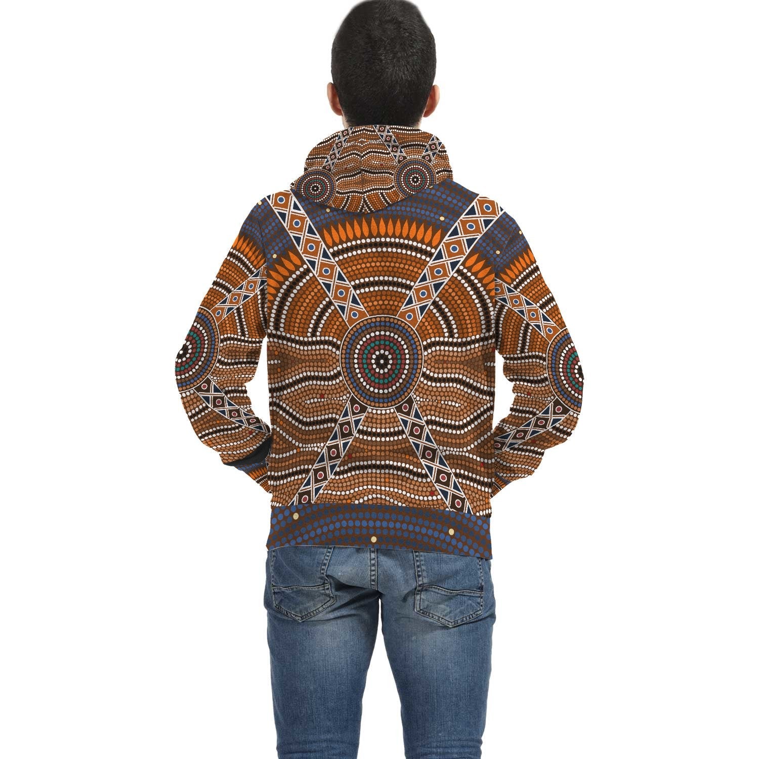 Aboriginal Hoodie, Circle Dot Painting Pullover - 01 - Vibe Hoodie Shop