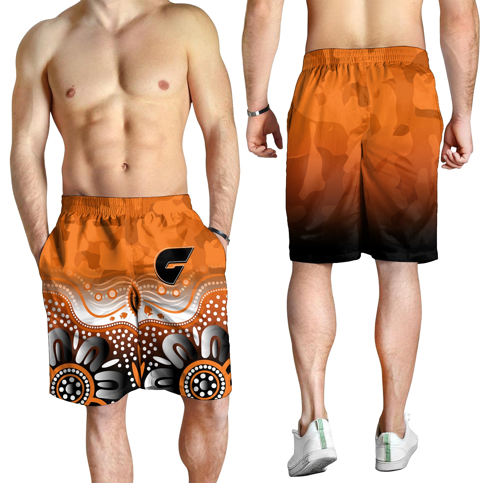 Giants ANZAC 2022 Men Shorts Greater Western Sydney GWS Aboriginal Poppy - Vibe Hoodie Shop