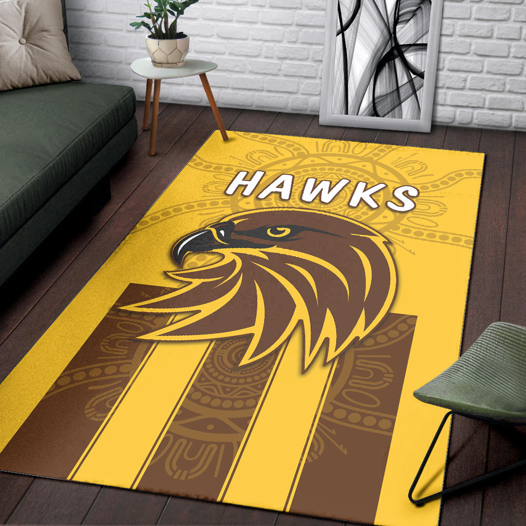 Hawks Indigenous Area Rug Hawthorn Football - Vibe Hoodie Shop