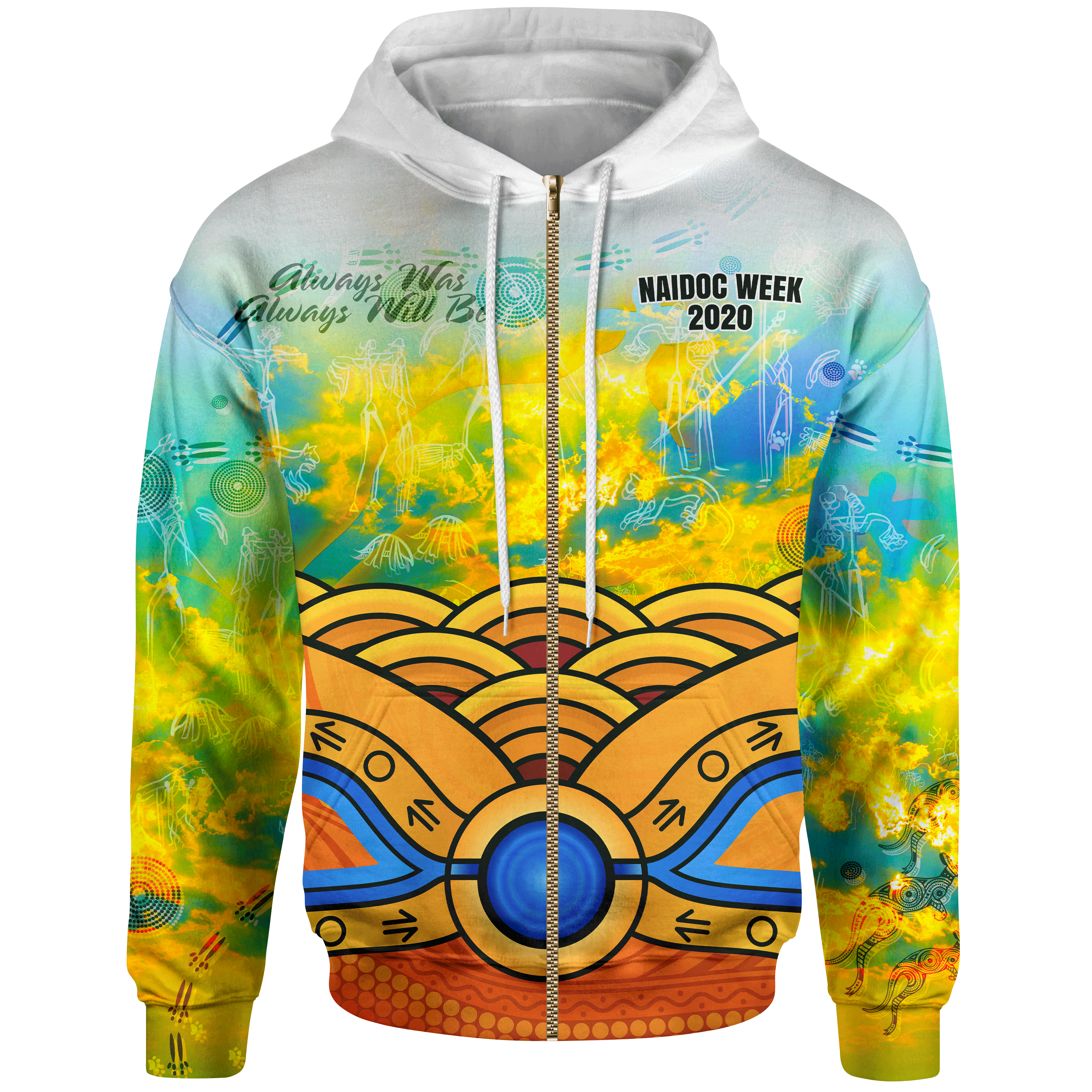 Aboriginal Zip - Up Hoodie, Australia Kangaroo NAIDOC Week 2021 - Vibe Hoodie Shop