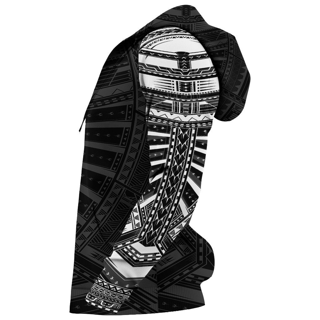 New Zealand Zip Up Hoodie, Maori Samoan Polynesian Tattoo Zipper Hoodie - White - Vibe Hoodie Shop