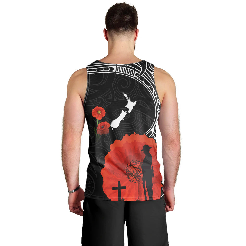 New Zealand ANZAC 2022 Men Tank Top Maori Mix Fern Poppy - Vibe Hoodie Shop