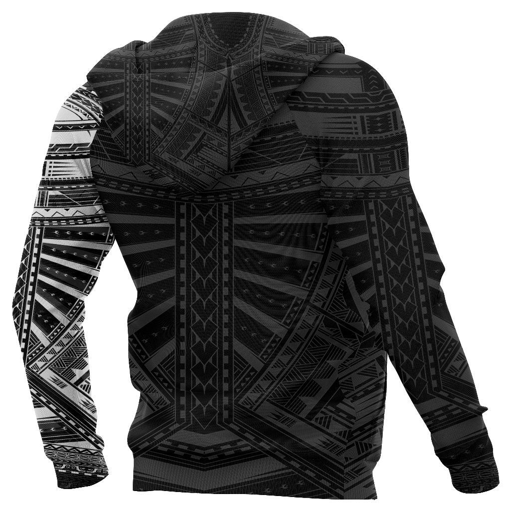 New Zealand Zip Up Hoodie, Maori Samoan Polynesian Tattoo Zipper Hoodie - White - Vibe Hoodie Shop