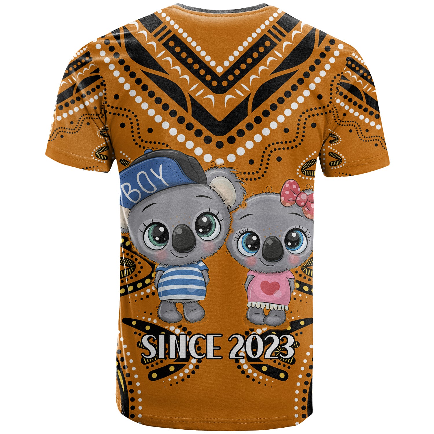 (Custom Personalised) Australia Valentine Cute Koala Couple T Shirt Aboriginal Valentine Orange - Vibe Hoodie Shop