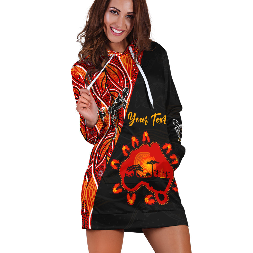 (Custom Personalised) Australia Map Hoodie Dress Aussie Kangaroo Aboriginal - Vibe Hoodie Shop