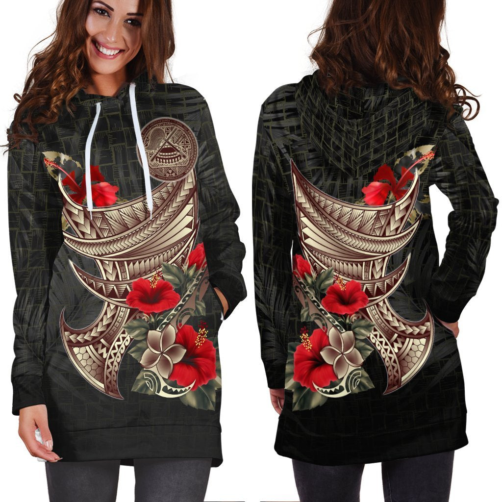 American Samoa Hoodie Dress - Polynesian Tribal Vintage Style - Vibe Hoodie Shop