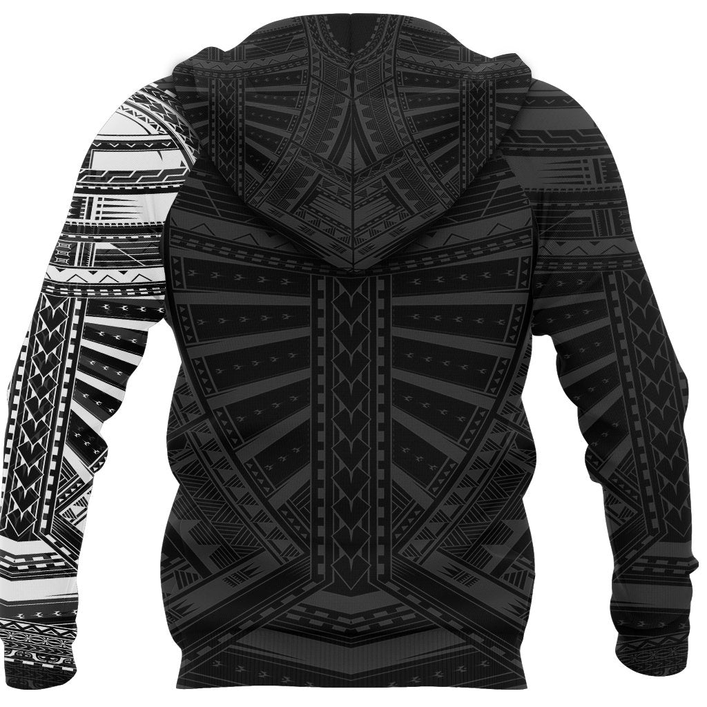 New Zealand Zip Up Hoodie, Maori Samoan Polynesian Tattoo Zipper Hoodie - White - Vibe Hoodie Shop