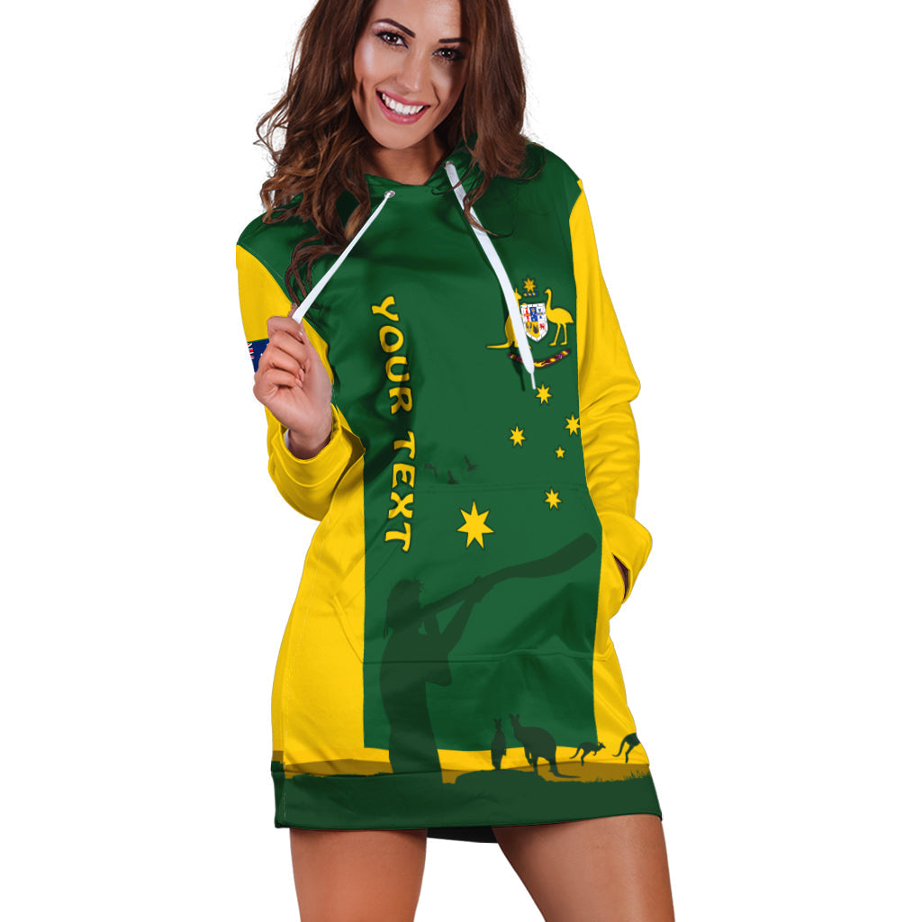 (Custom Personalised) Australia National Colours Hoodie Dress Green and Gold - Vibe Hoodie Shop