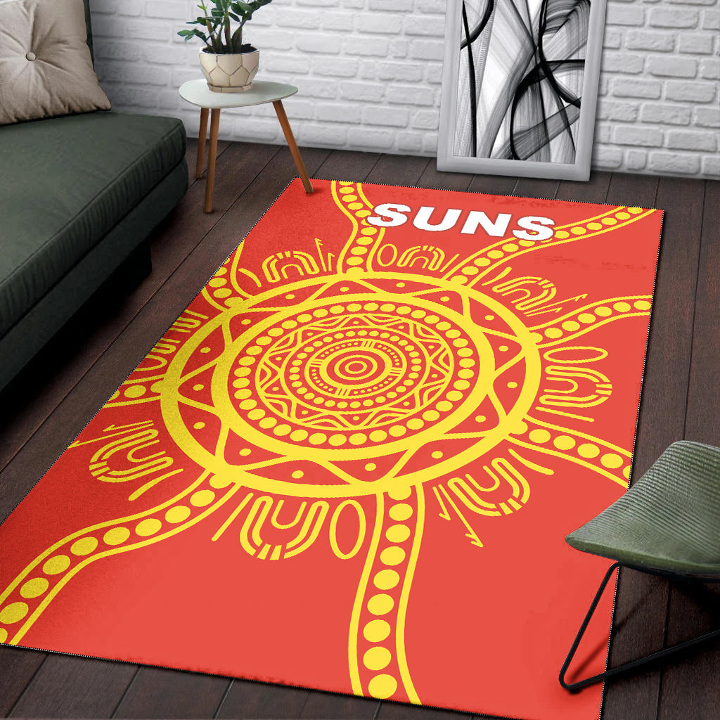 Suns Football Area Rug Simple Gold Coast - Vibe Hoodie Shop