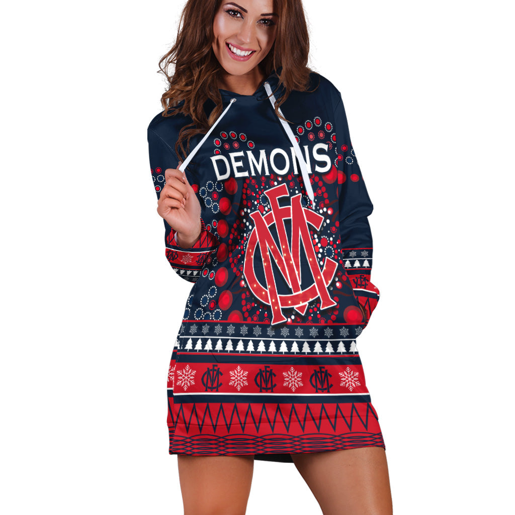 (Custom Personalised) Demons Merry Christmas Hoodie Dress Melbourne Football Indigenous - Vibe Hoodie Shop