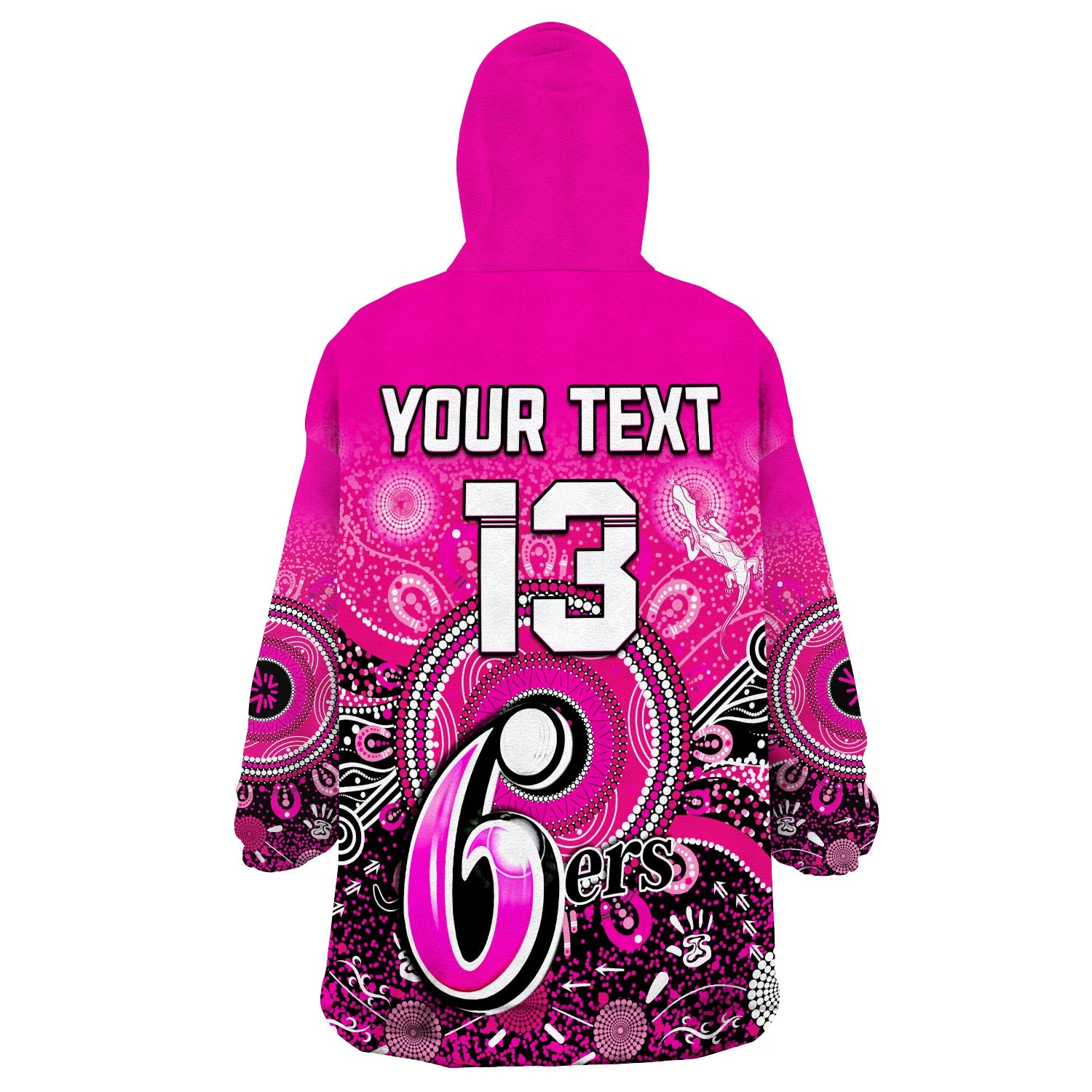 (Custom Text and Number) Sydney Sixers Wearable Blanket Hoodie Aboriginal Australia Cricket Champion - Vibe Hoodie Shop